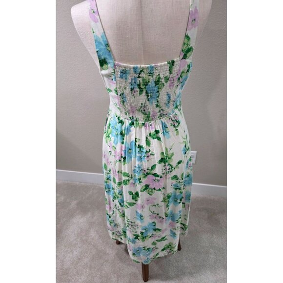 Old Navy Floral Print Sleeveless Midi Dress With Sweetheart Neckline & Smocked B - Picture 4 of 6